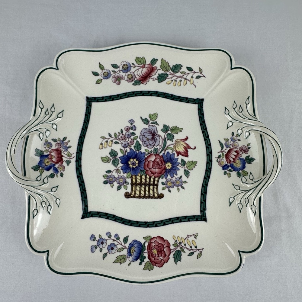 Antique Wedgwood Etruria England Floral 2 Handle Platter 1926 EXC‎ basket handle